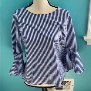 Blue and white blouse